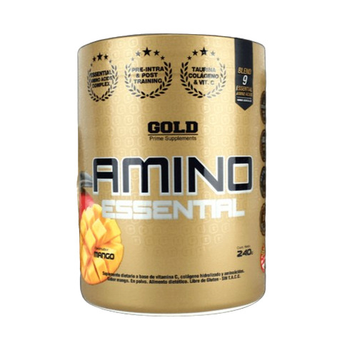 Amino Essential 240 Gr Gold Nutrition Aminoácidos Esenciales Sabor Mango