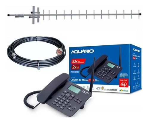 Kit Celular De Mesa Rural Ca-42s Antena Cabo 15m Aquario