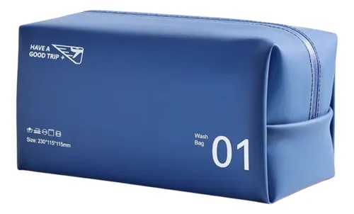 Neceser Impermeable Cosméticos Ideal Playa Viaje Vacaciones Color Azul Marino Diseño De La Tela Liso