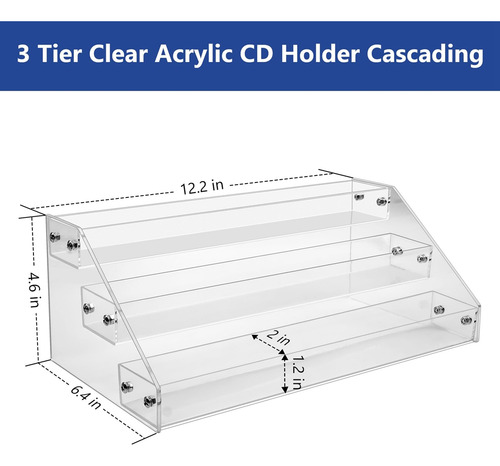 Soporte De Cd De Acrílico Transparente De 3 Niveles, En Casc
