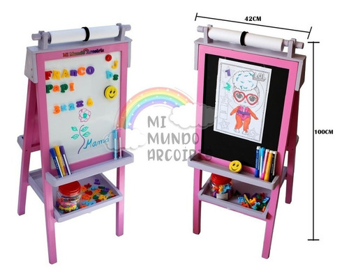 Imagen 2 de 2 de Pizarra Acrílica Imantada De Niños / Caballete De Arte