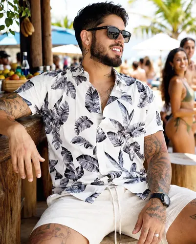 Camisa Manga Curta Tropical Floral 100% Algodão