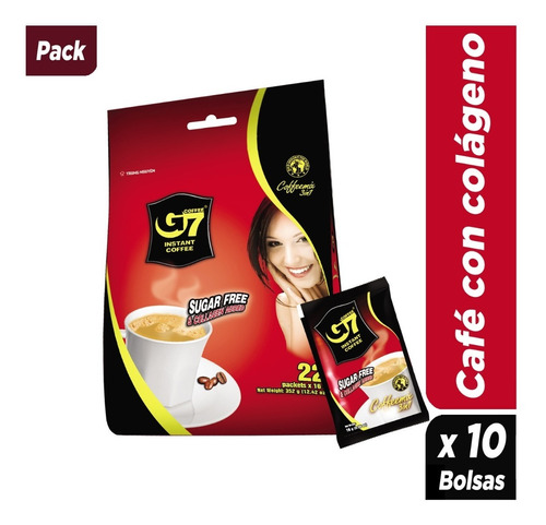Pack 10 Bolsas Café Con Colágeno G7 Coffee - Trung Nguyen
