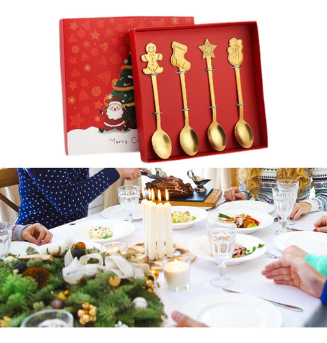 New. Set De 4 Cucharas Festivas, Juego De Cubiertos