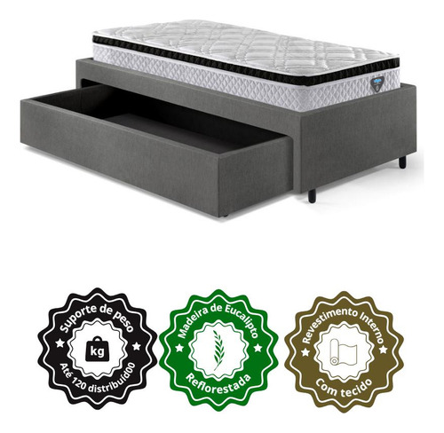 Base Box Cama Solteiro Sapateira E Colchão
