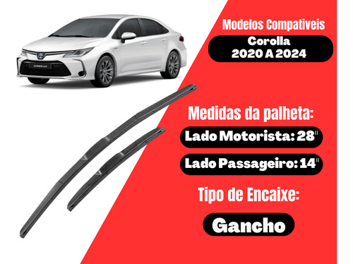 Par Palheta Limpador Silicone Parabrisa Corolla 2020 A 2025