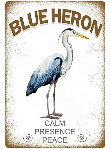 Placa De Lata Vintage Blue Heron Pared, Pub, Cobertizo,...