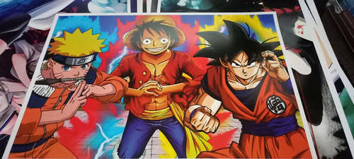 Póster De Luffy, Naruto Y Goku 