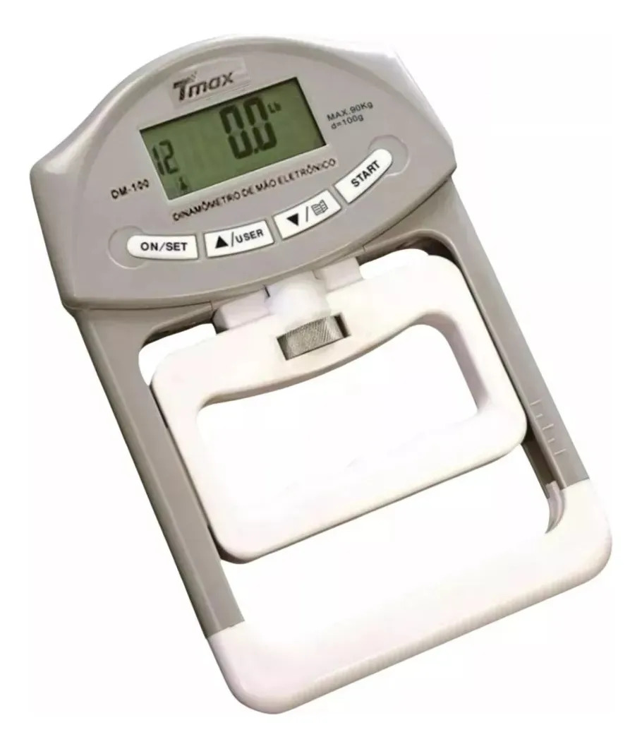 Dinamômetro Digital de Mão TMAX DM-100 90kg com Tela Cinza/Branco