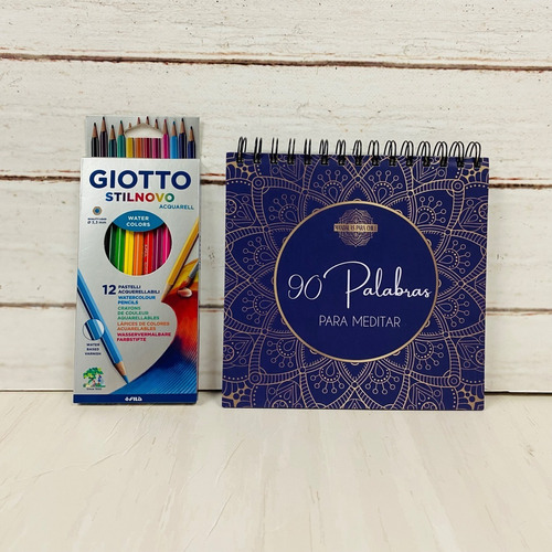 Kit Claudia, Libro 90 Mandalas + 12 Lápices Madera Giotto