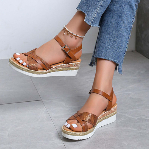 Zapatos Casuales Que Combinan, Sandalias Con Cuña Para Mujer