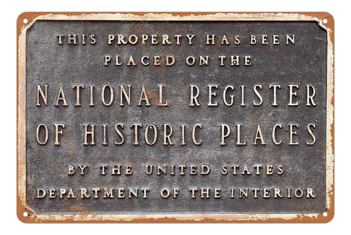 Letrero Metal National Register Historic Plaz Vintage Tin 8