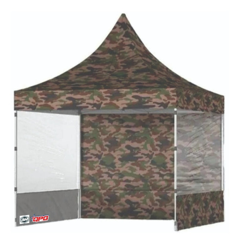 Carpa 3h 3x3 Camuflada Aluminio + Techo + 3 Paredes Qpg