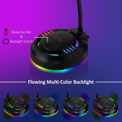 Micrófono Usb Rgb Silencioso Para Pc Y Ps