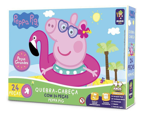 Quebra Cabeca Gigante 24 Pecas Peppa Brincando Praia Mimo