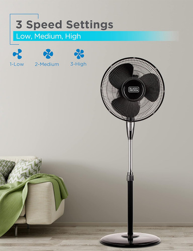 Black+decker Ventilador De Pie De 16 Pulgadas Con Control Re