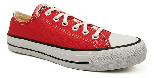 Tênis Old Star Masculino Sneaker Casual Tecido Lona Vermelho