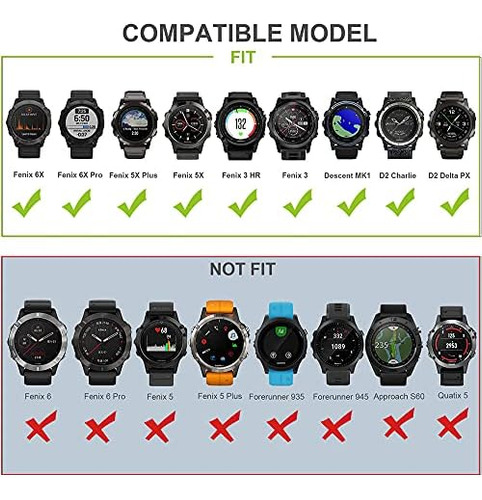 Compatible Con Fenix 5x Band, Correa Deportiva De Pulgadas (