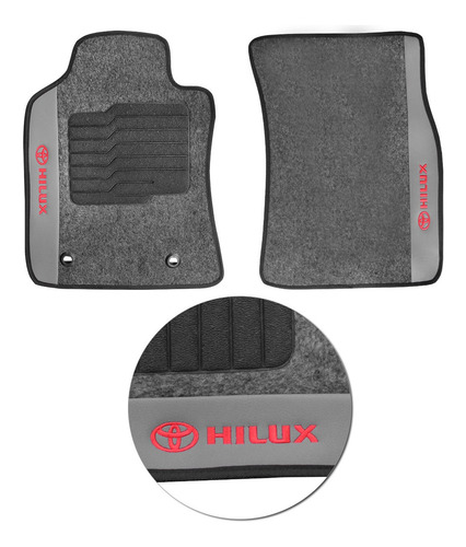 Imagem 3 de 6 de Tapete Hilux 2008 2009 2010 Carpete Grafite Bordado 5 Pçs