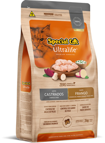 Ração Special Cat Ultralife Castrados Frango 3kg