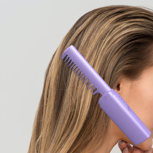 Mini Plancha De Pelo Recargable, Peine Caliente, Violeta