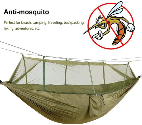 Imagen 2 de 8 de Hamaca De Nailon Con Mosquitera Para Campamento, Jardín, Int