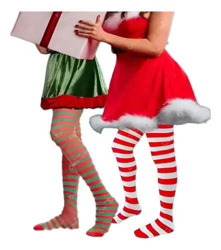2 Pares De Medias De Elfo Verdes Y Blancas – Talla única, Suaves Y Cómodas Para Fiestas Y Disfraces