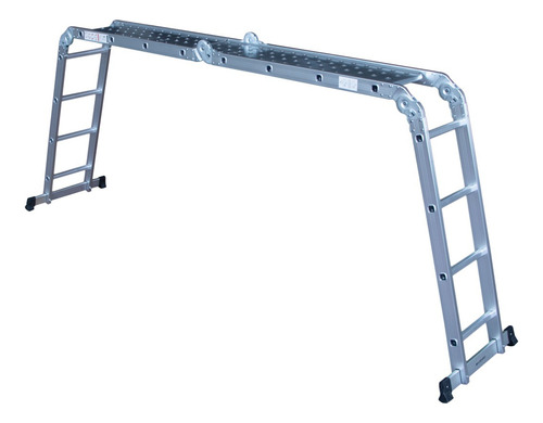 Escalera Aluminio Con Chap Articulada 4x4 Plegable Reforzada Color Gris Claro