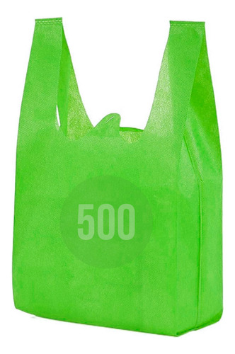 500 Bolsas Tnt Ecologica 45x25 Reciclable Verde 40grs