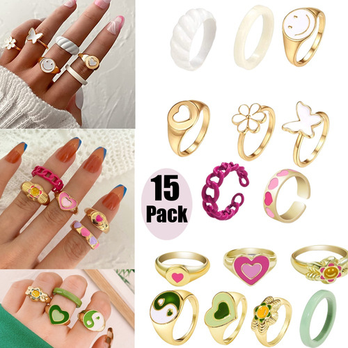 15 Anillos Gruesos Lindos Para Mujeres, Adolescentes Y Niñas