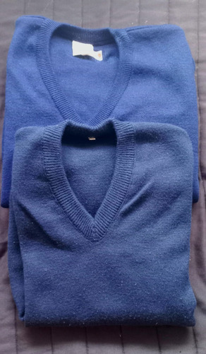 Pulover Escote En V Azul