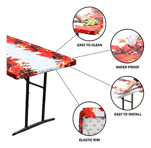 Mantel Elástico De Poliéster 1.83m Para Mesa Plegable