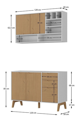 Imagen 5 de 8 de Mueble De Cocina Aereo + Bajo Mesada Madera V Lcm