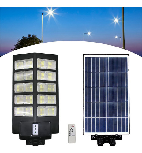 Luminária Solar Pública Poste Rua Led 1000w Com Sensor Cor Preto