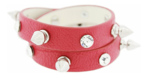 Pulseira Rosa Pink Spike E Strass