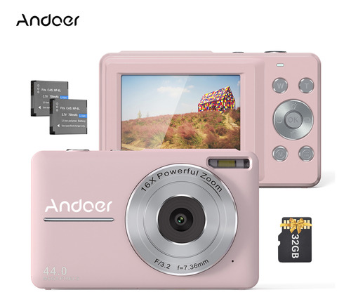 Cámara Digital Andoer 1080p, Videocámara De 2 Baterías, 32 G
