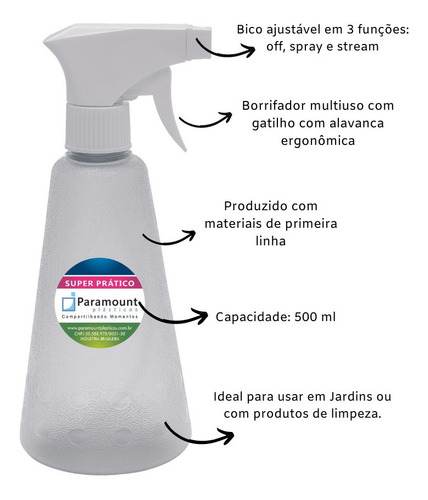 Imagem 5 de 5 de Pulverizador Multiuso 500 Ml Gatilho E Alavanca Ergonômico