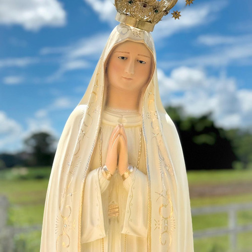Nossa Senhora De Fátima, Resina, 120cm, Cor Nova Com Coroa