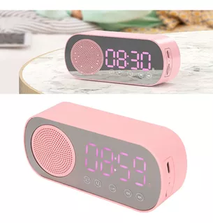 Reloj Despertador Digital Bocina/bluetooth/radio Fm, Rosa