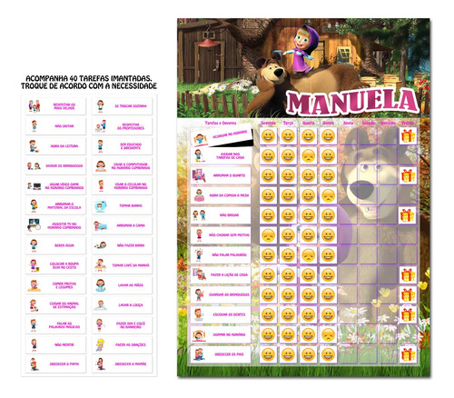 Quadro Magnético De Regras E Tarefas Infantil 40 Regras