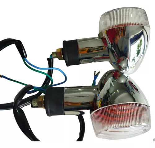 Cromo 3 LED bicicleta visera bala faro delantero/luz trasera nuevo