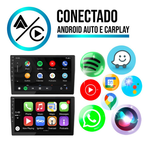 Kit Multimidia Carplay Mp5 9pol Audi A3 07 08 09 10 11 12 13