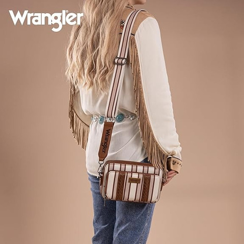 Cartera Deportiva Wrangler Cowgirl B Importada Original Marrón Rayas