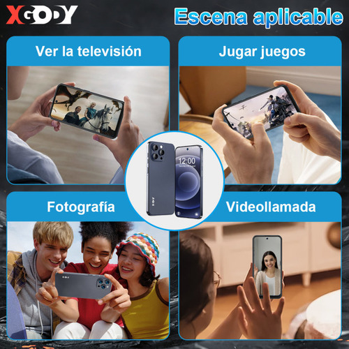 Teléfono Móvil Smartphone Xgody V80j 6+128gb Ram Dual Sim 6.528 Pulgada Hd Android 13 Cell Phone Con Reconocimiento Facial Y Desbloqueo 5000mah Gris