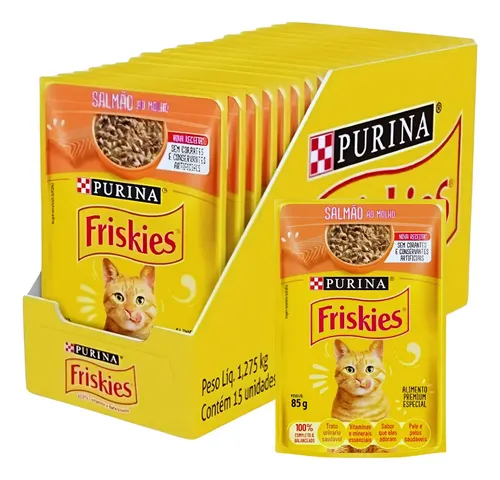 Purina Friskies Gato Adulto Sachês Salmão 85g - 15 Unid