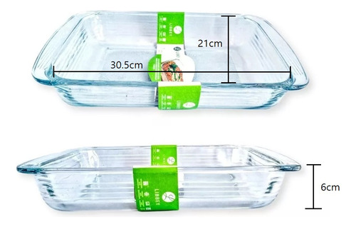 2 Refractario Bandeja Para Hornear De Vidrio 3 Litros Libbey