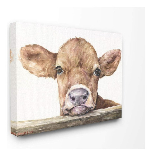 Stupell Industries Lindo Bebé Vaca Animal Acuarela Pintura L