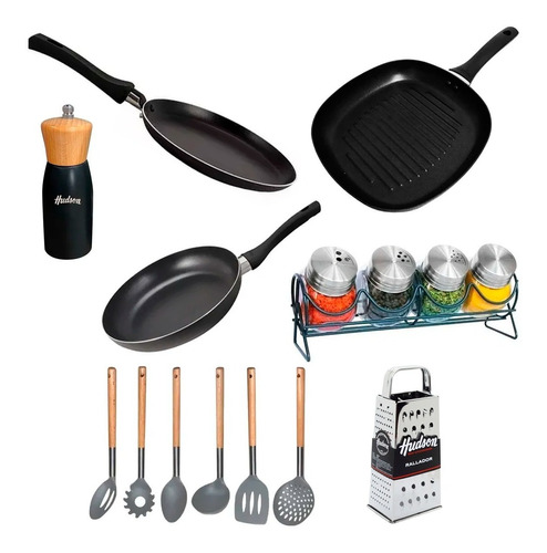 Utensillos De Cocina Batería Set Ollas Hudson 16 Pzs. Cocina