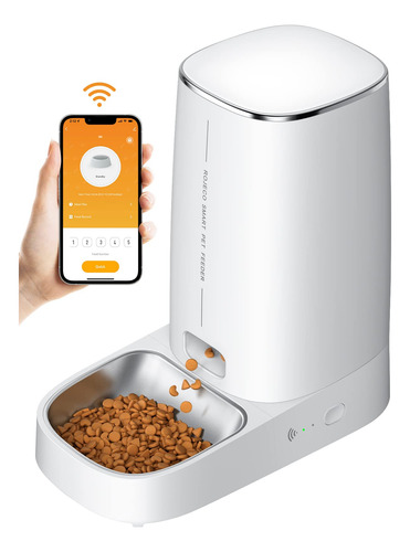 Rojeco Comedero Automtico Para Gatos Wifi, Dispensador De Co