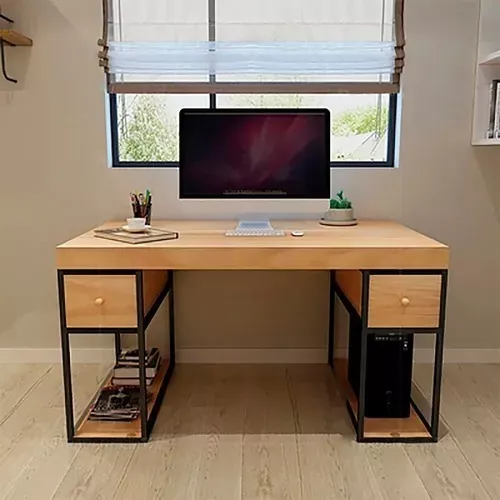 Escritorio Home Office 180 cm. 6 Cajones Madera y Metal –